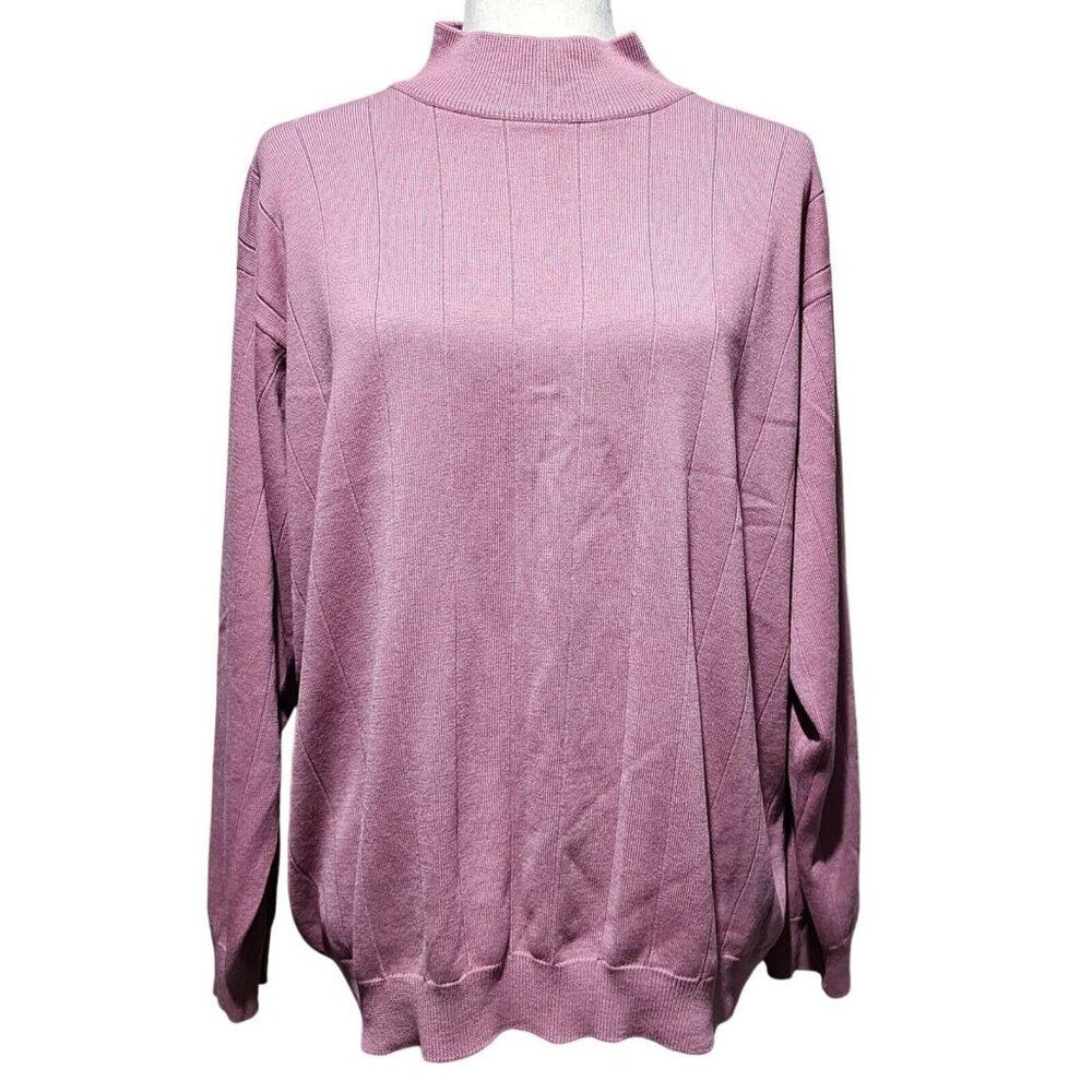 Dressbarn Womens Pink Mock‎ Neck Pullover Sweater Size 23-24 Cotton Blend